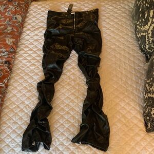Maniere De Voir Black Faux Leather Pants